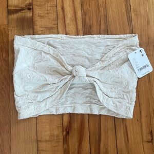 NWT FREE PEOPLE Intimately Strapless Reversible Knot Bandeau Bra Cream XS/S